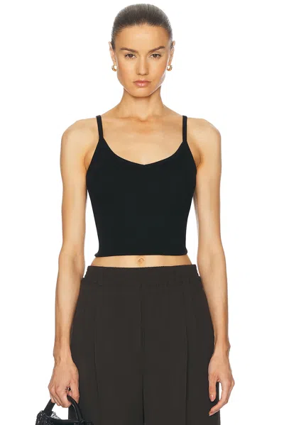 Sprwmn Rib V Neck Tank Top In Black