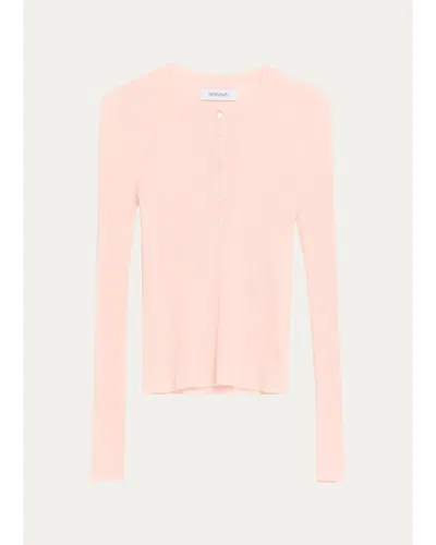 Sprwmn Ribbed-knit Cashmere Henley Top In Ballet