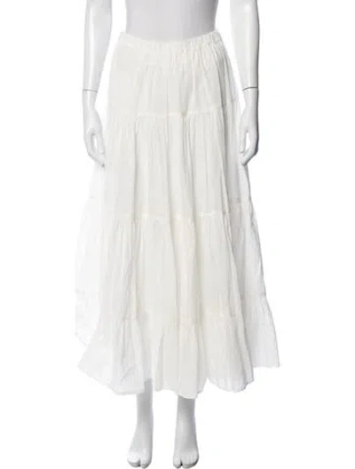 Pre-owned Sprwmn Ruffle Embellishment Long Skirt In White