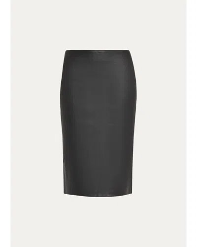 Sprwmn Sarah Leather Midi Skirt In Gray