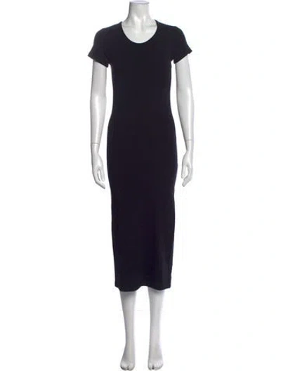 Pre-owned Sprwmn Scoop Neck Midi Length Dress In Black