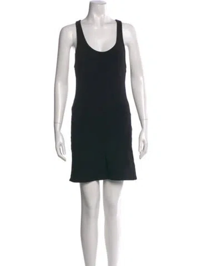 Pre-owned Sprwmn Scoop Neck Mini Dress In Black