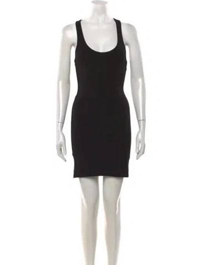 Pre-owned Sprwmn Scoop Neck Mini Dress In Black