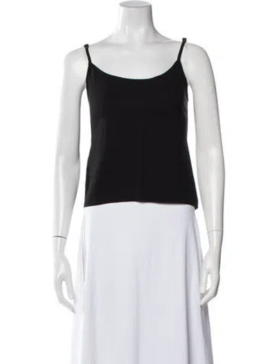 Pre-owned Sprwmn Scoop Neck Sleeveless Crop Top In Black