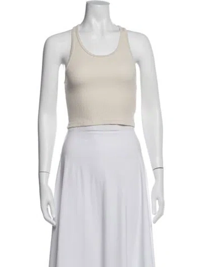 Pre-owned Sprwmn Scoop Neck Sleeveless Crop Top In Black