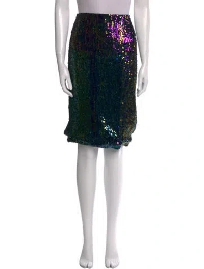 Pre-owned Sprwmn Sequin Knee-length Skirt In Black
