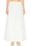 Sprwmn Shirred Ruffle Tiered Skirt In White