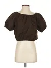Sprwmn Short Sleeve Blouse In Brown