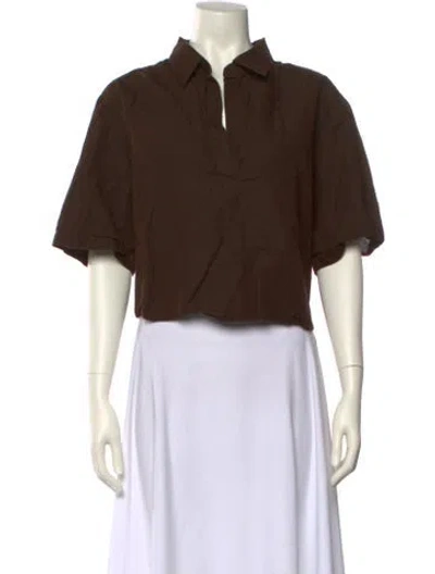 Pre-owned Sprwmn Short Sleeve Crop Top In Brown