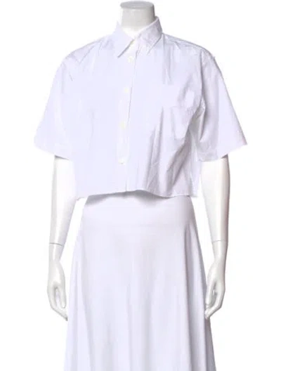 Pre-owned Sprwmn Short Sleeve Crop Top In White