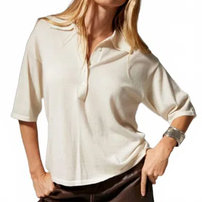 Sprwmn Short Sleeve Oversized Polo In Chalk In White