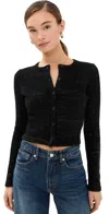 Sprwmn Shrunken Raglan Cardigan Gold Sweater In Black - Size Medium In Black/gold