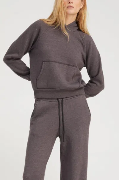 Sprwmn Shrunken Hoodie In Charcoal Black In Brown