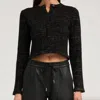 Sprwmn Shrunken Raglan Cardigan Gold Sweater In Black - Size Medium In Black