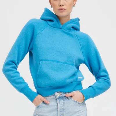 Sprwmn Shrunken Raglan Hoodie In Turquoise In Blue