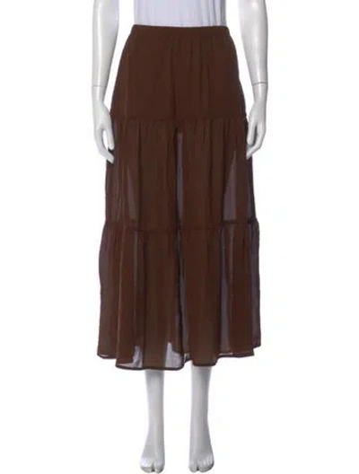 Pre-owned Sprwmn Silk Long Skirt In Brown