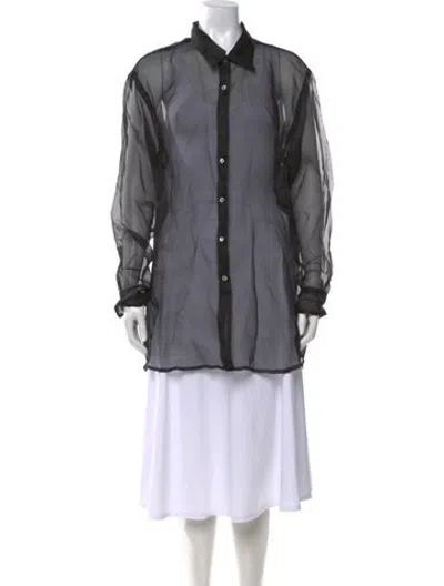 Pre-owned Sprwmn Silk Long Sleeve Button-up Top In Grey