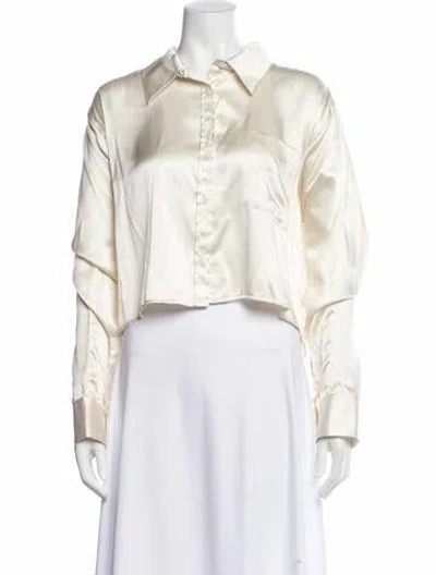 Pre-owned Sprwmn Silk Long Sleeve Button-up Top In Neutral