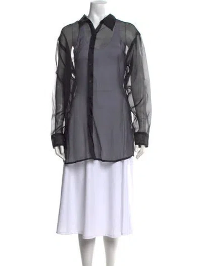Pre-owned Sprwmn Silk Long Sleeve Button-up Top W/ Tags In Black