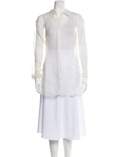 Pre-owned Sprwmn Silk Long Sleeve Button-up Top In White