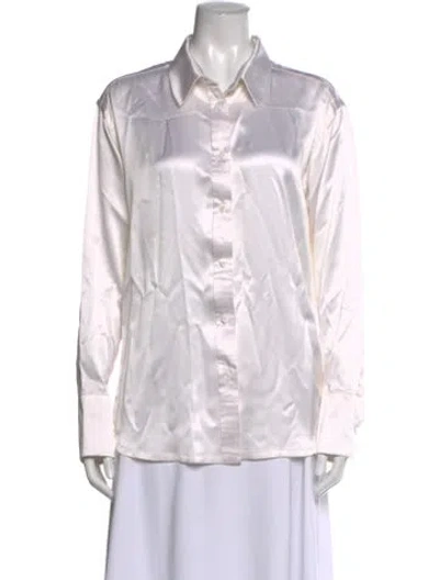 Pre-owned Sprwmn Silk Long Sleeve Button-up Top In White