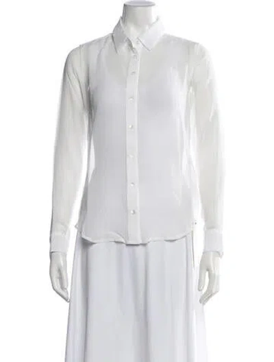 Pre-owned Sprwmn Silk Long Sleeve Button-up Top In White