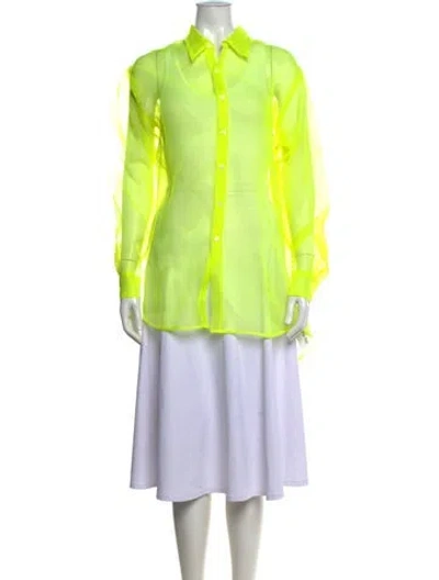 Pre-owned Sprwmn Silk Long Sleeve Button-up Top In Yellow