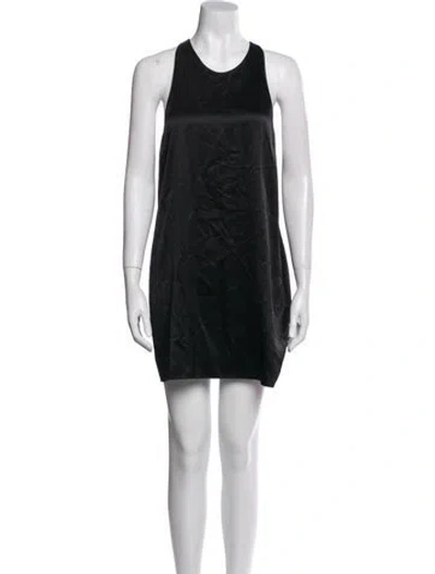 Pre-owned Sprwmn Silk Mini Dress In Black