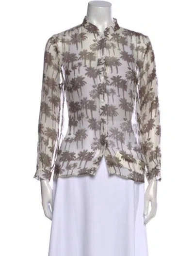 Pre-owned Sprwmn Silk Printed Blouse In Brown