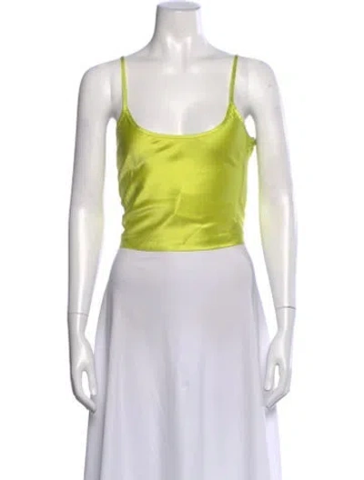 Pre-owned Sprwmn Silk Scoop Neck Crop Top In Yellow