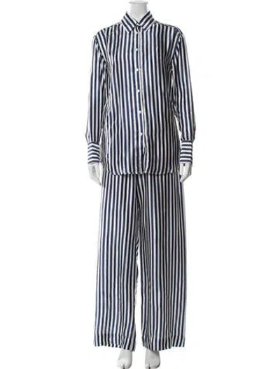Pre-owned Sprwmn Silk Striped Pant Set In Blue