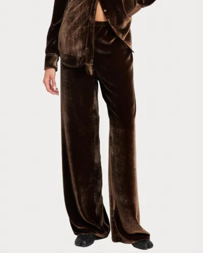 Sprwmn Silk Velvet Wide Leg Pants In Brown
