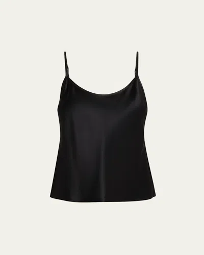 Sprwmn Spaghetti Strap Silk Cami In Black