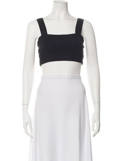 Pre-owned Sprwmn Square Neckline Sleeveless Crop Top In Black
