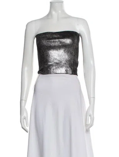 Pre-owned Sprwmn Strapless Crop Top In Black