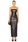 Sprwmn Strapless Gown In Chocolate Embossed Snakeskin