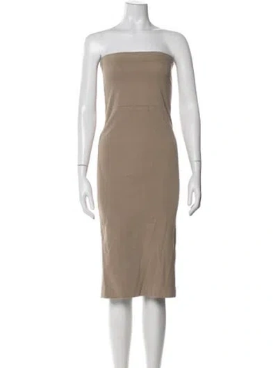 Pre-owned Sprwmn Strapless Knee-length Dress In Neutral
