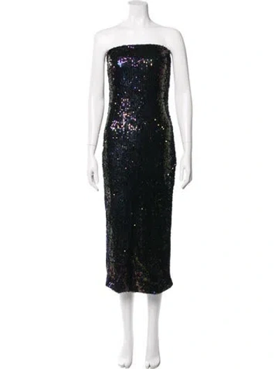 Pre-owned Sprwmn Strapless Midi Length Dress In Black