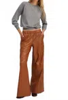 Sprwmn Stretch Leather Wide Leg Pants In Chestnut In Brown