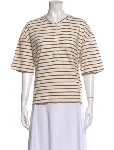 Pre-owned Sprwmn Striped Crew Neck Top In Neutral