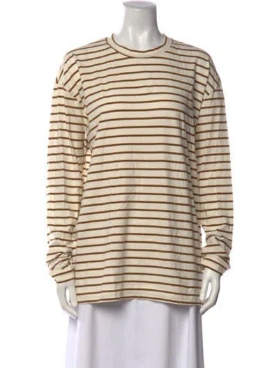 Pre-owned Sprwmn Striped Crew Neck Top In Neutrals