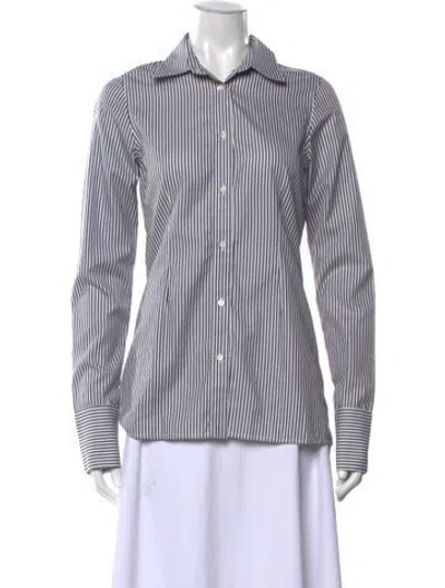 Pre-owned Sprwmn Striped Long Sleeve Button-up Top In White