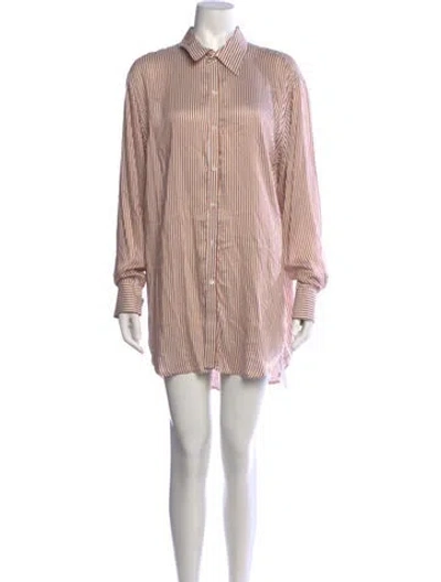 Pre-owned Sprwmn Striped Mini Dress In Brown