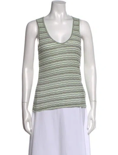 Pre-owned Sprwmn Striped Scoop Neck Top In Green