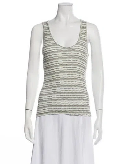 Pre-owned Sprwmn Striped Scoop Neck Top In Green
