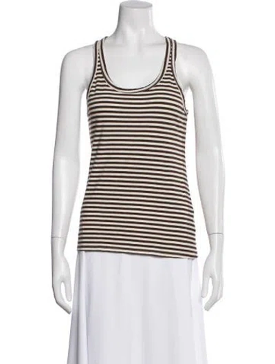 Pre-owned Sprwmn Striped Scoop Neck Top In Multi