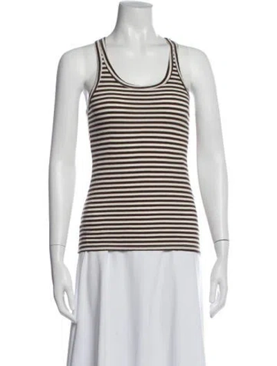 Pre-owned Sprwmn Striped Scoop Neck Top In Multi
