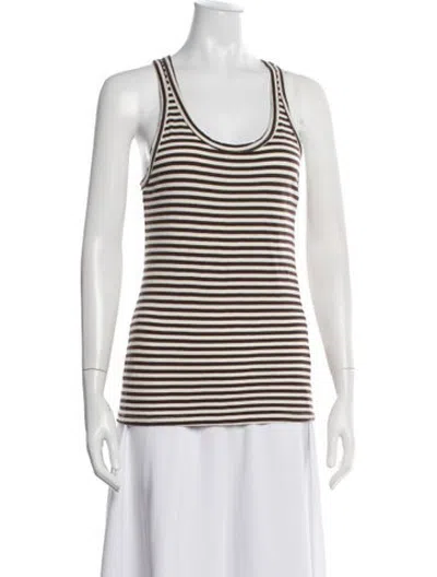 Pre-owned Sprwmn Striped Scoop Neck Top In Multicolor