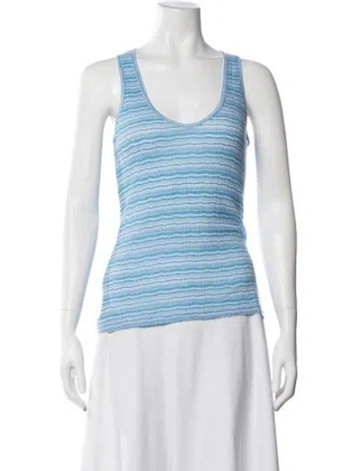 Pre-owned Sprwmn Striped Scoop Neck Top W/ Tags In Blue