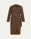 Sprwmn Suede Belted Trench Coat In Americano